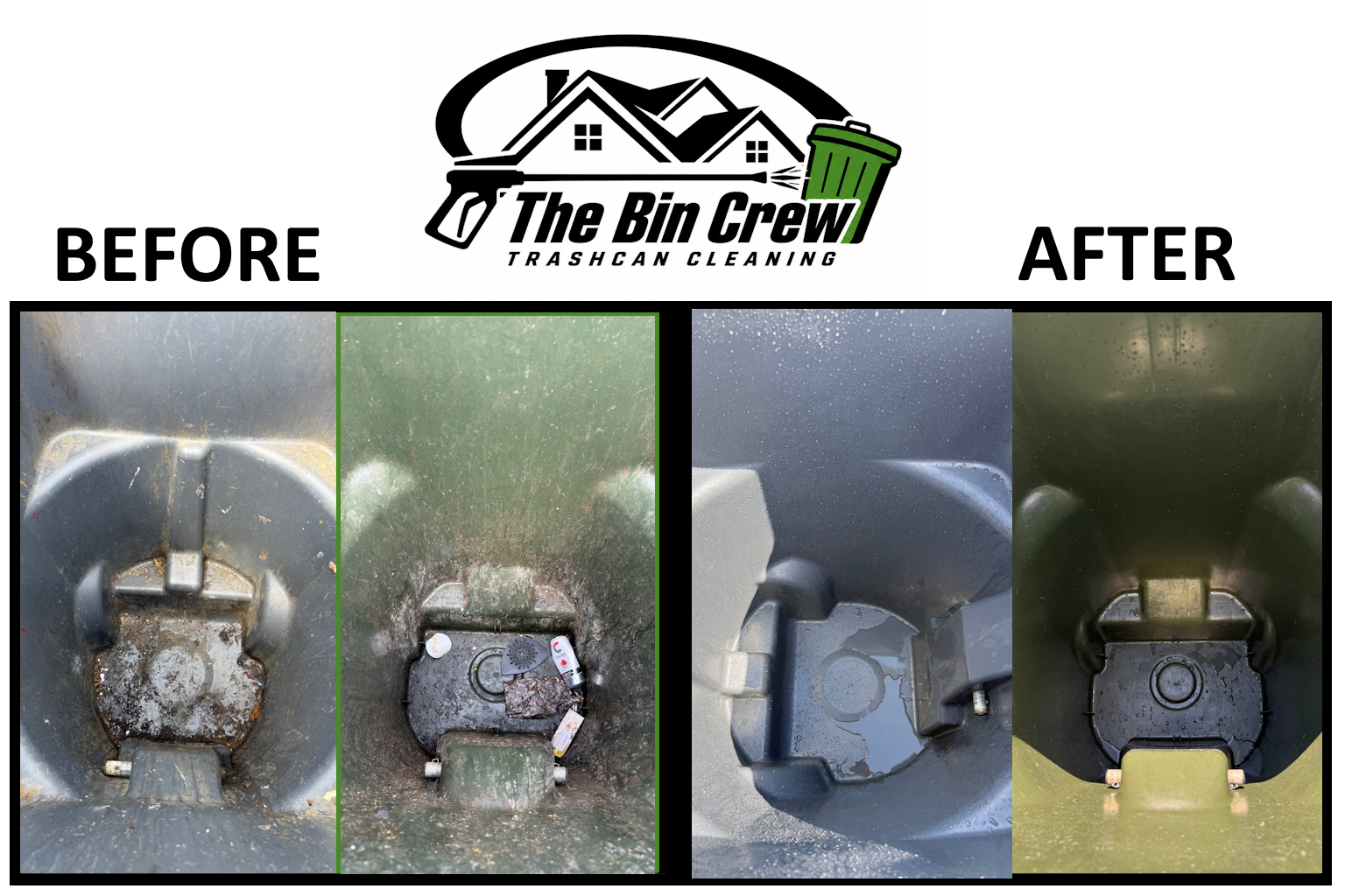 Before and after trash bin cleaning