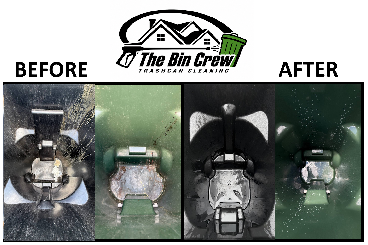 Before and after trash bin cleaning