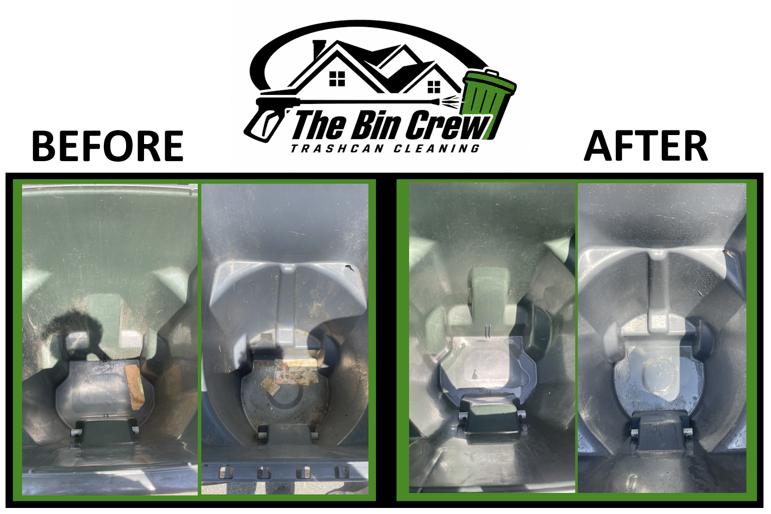 Before and after trash bin cleaning