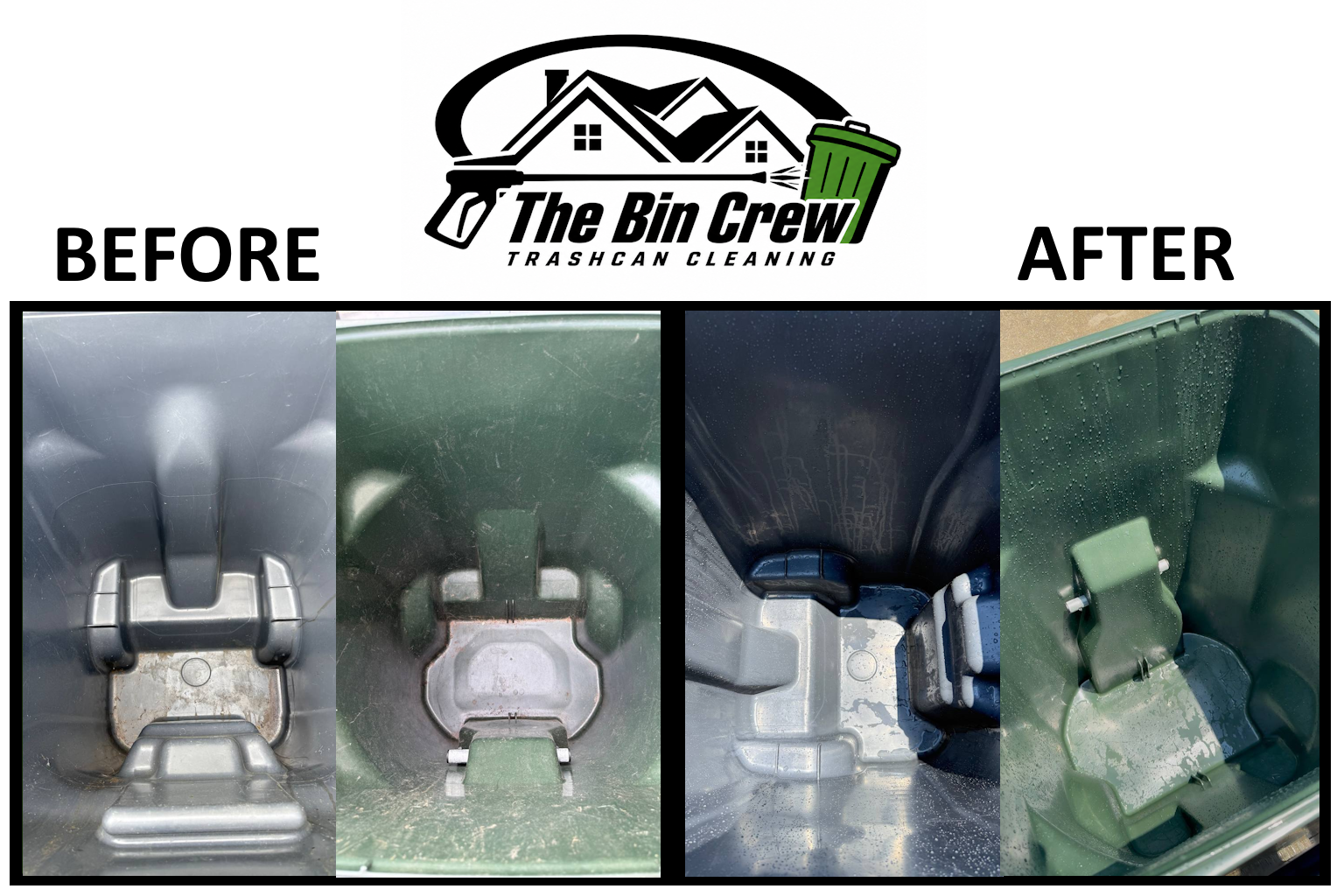 Before and after trash bin cleaning