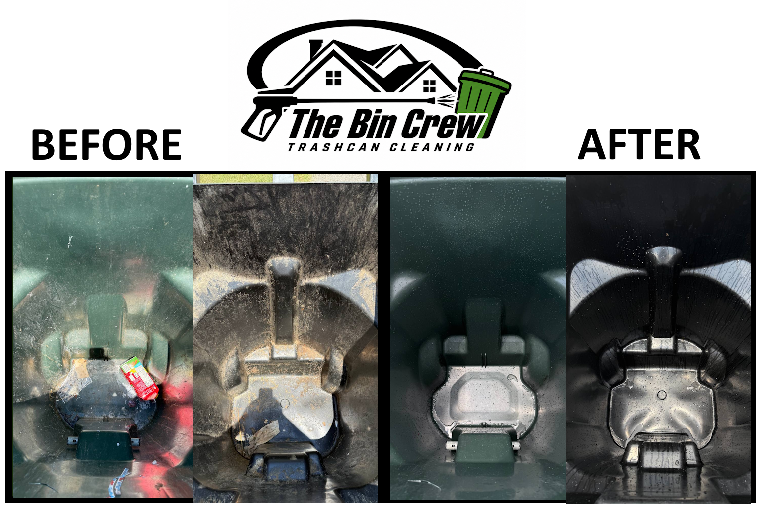 Before and after trash bin cleaning