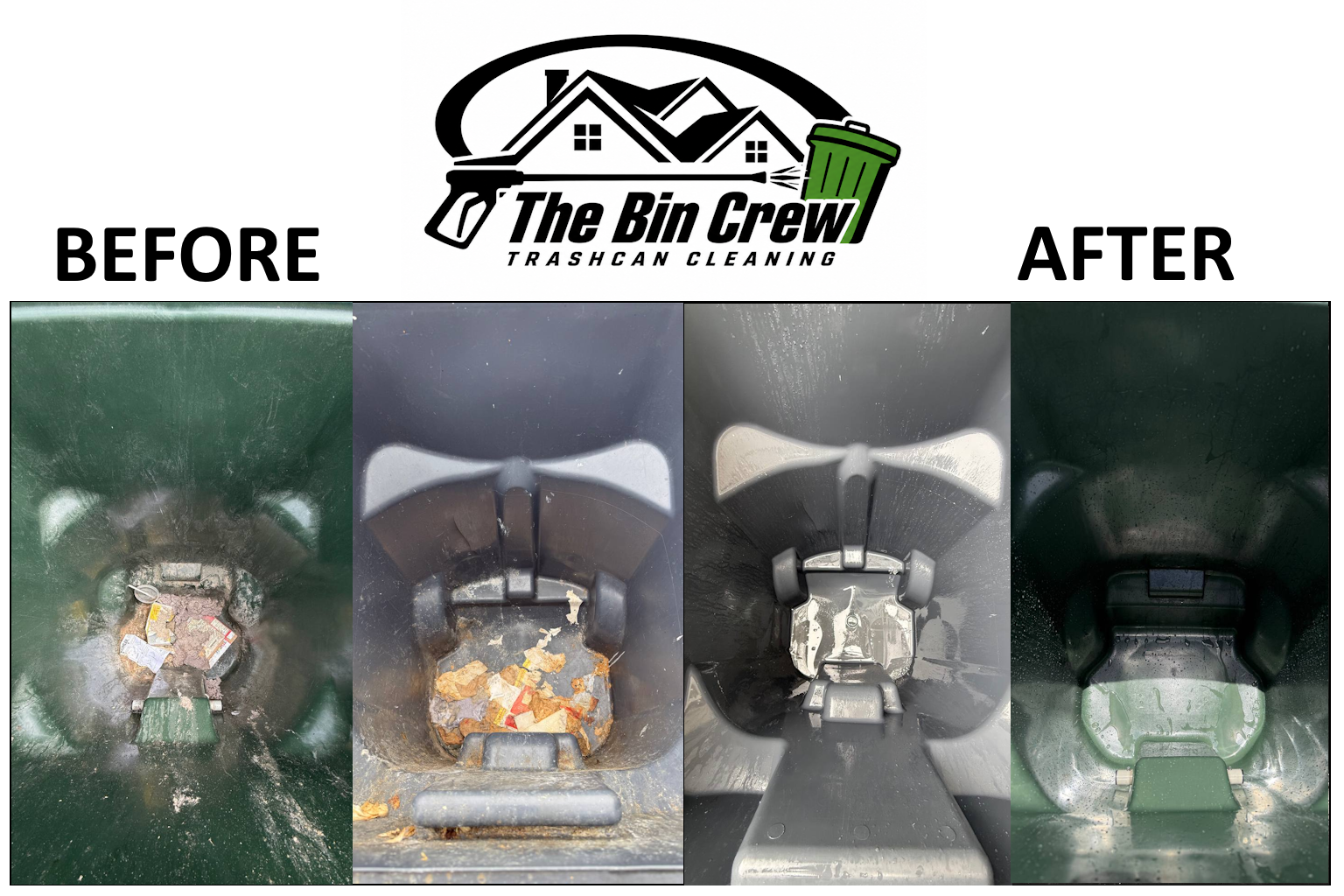 Before and after trash bin cleaning